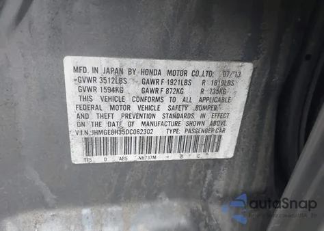 2013 Honda Fit from USA, damaged, VIN JHMGE8H35DC062302